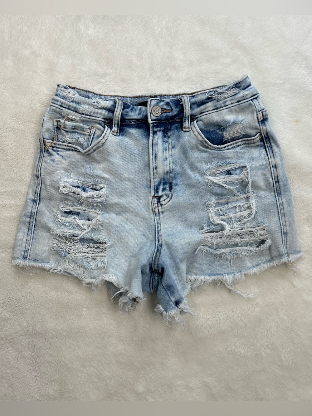 Flying Monkey Ultra High Rise Distressed Denim Shorts Size 26 Y4021